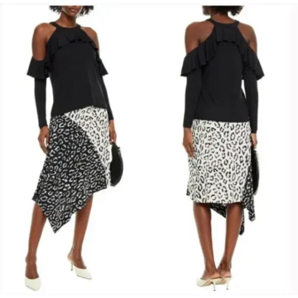 Rebecca Minkoff black Cold Shoulder Black Ruffle Top - size Small